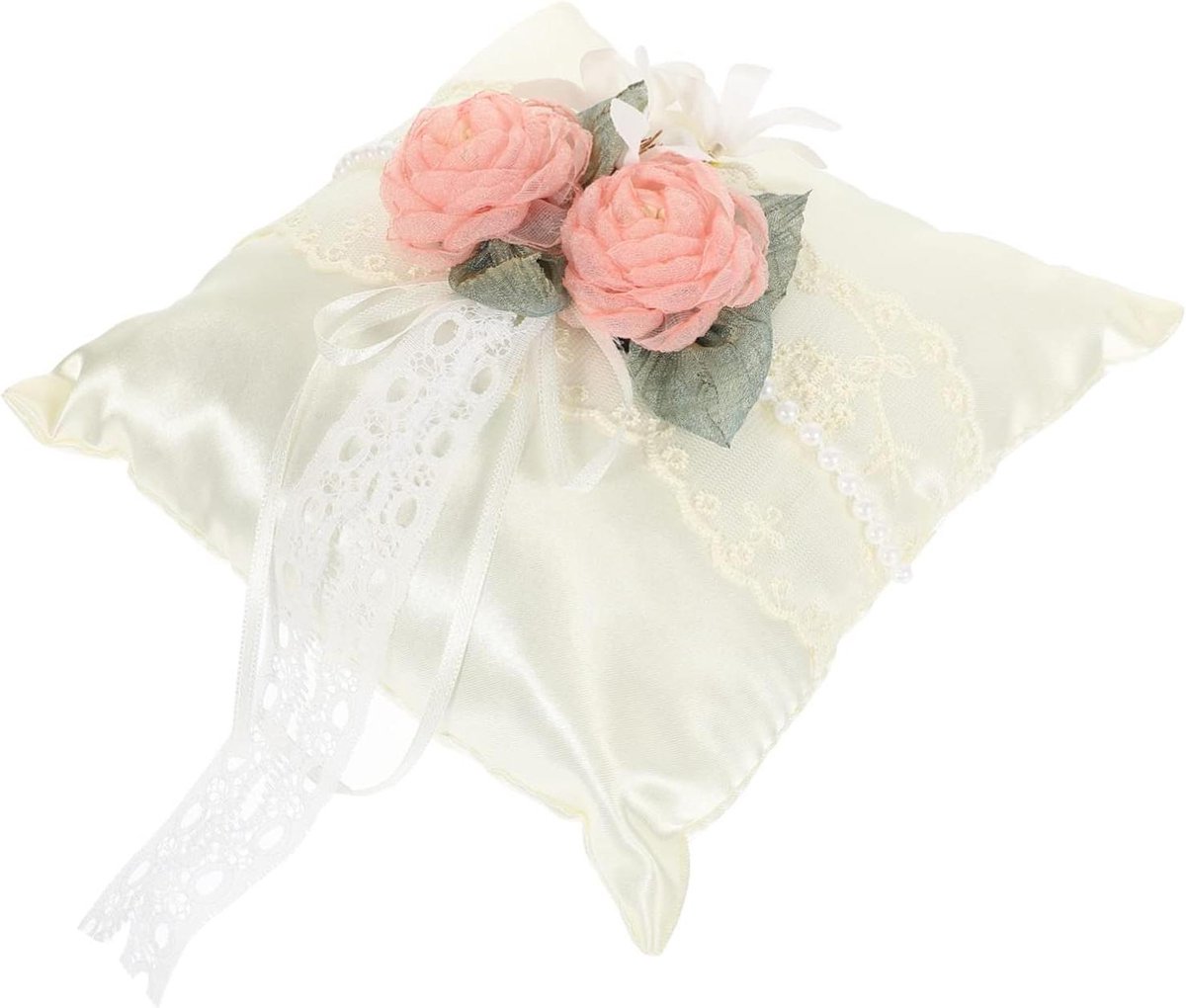 Bruidskussen Ring - Ringkussen Bruiloft - Ringen Presenteren - Bloemen Design - 17x17CM - Multicolor