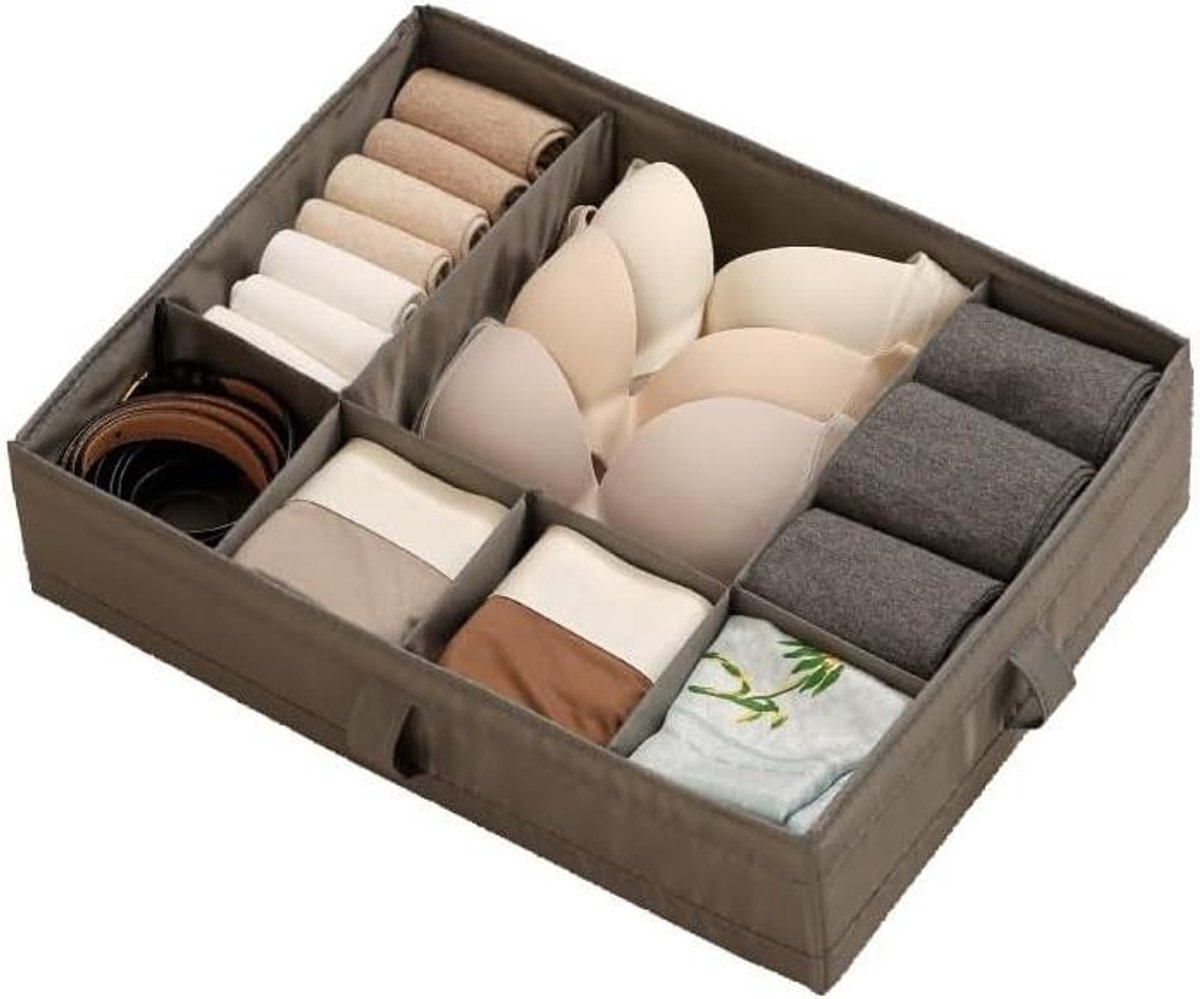Lade Organizer Set - Kleding Organizer - Kleding Opbergen - 7 Vakken - 44 x 34 x 11 cm - Grijs