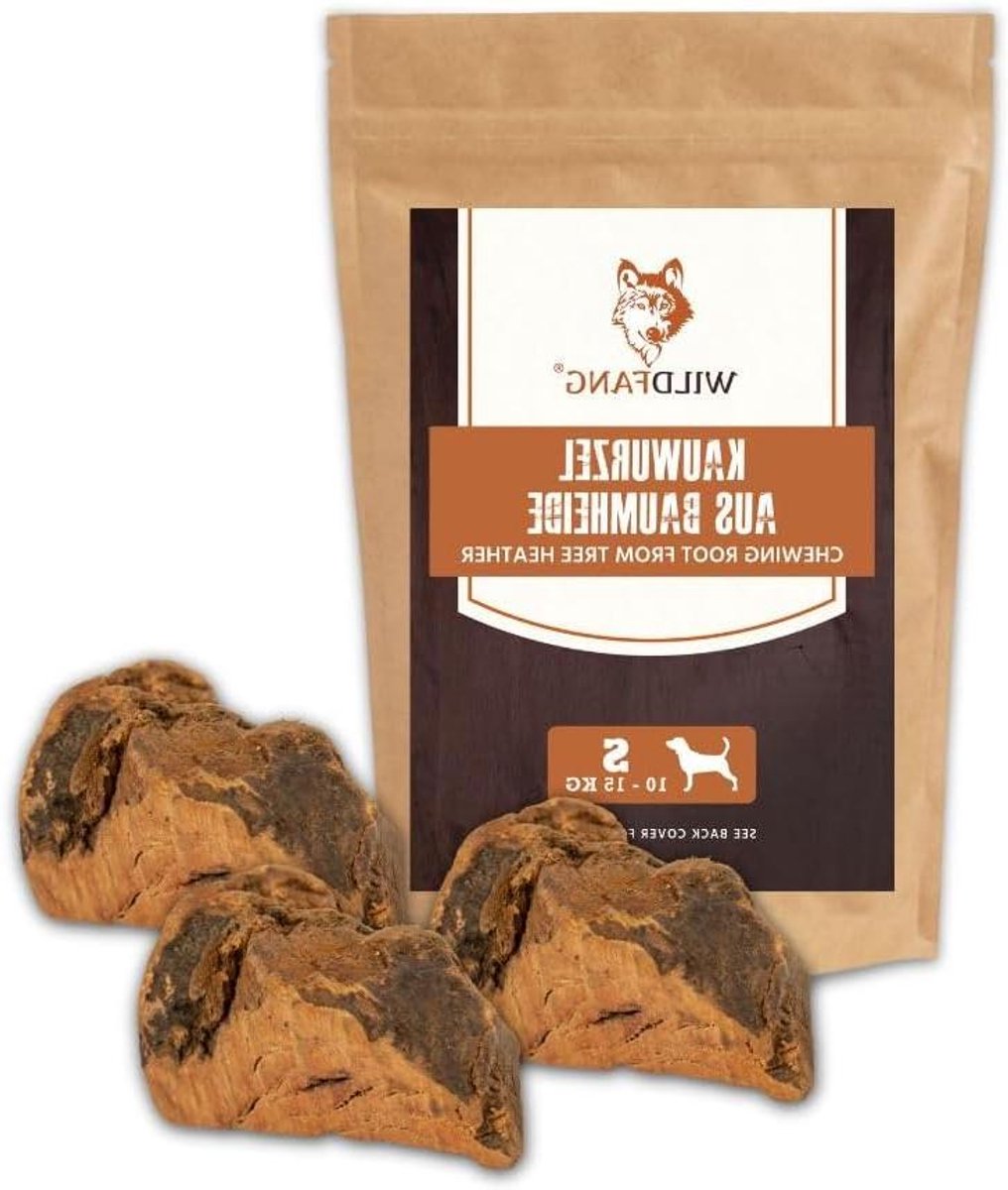 Kauwwortel voor Honden - Kauwhout Boomheide - Tandverzorging Hond - Splinterarm Natuurlijk Hout - 3 x S - Natuurlijk