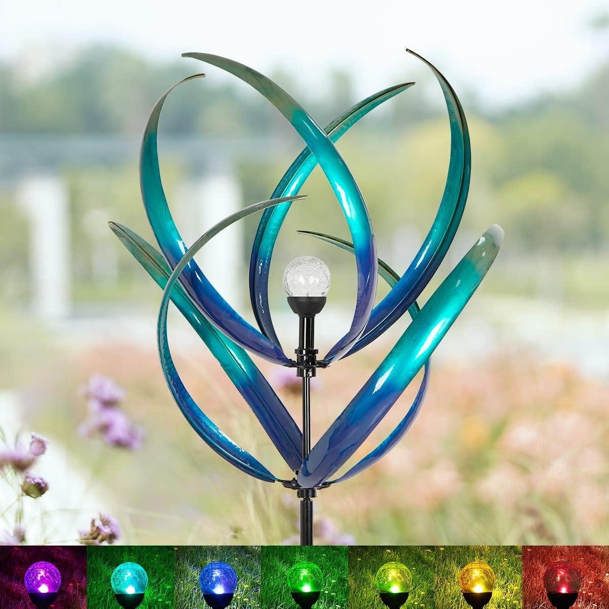 Metalen Windspinner - Tuindecoratie - Tuin Verfraaien - Dubbele Rotor - 82 cm Hoog - Blauw