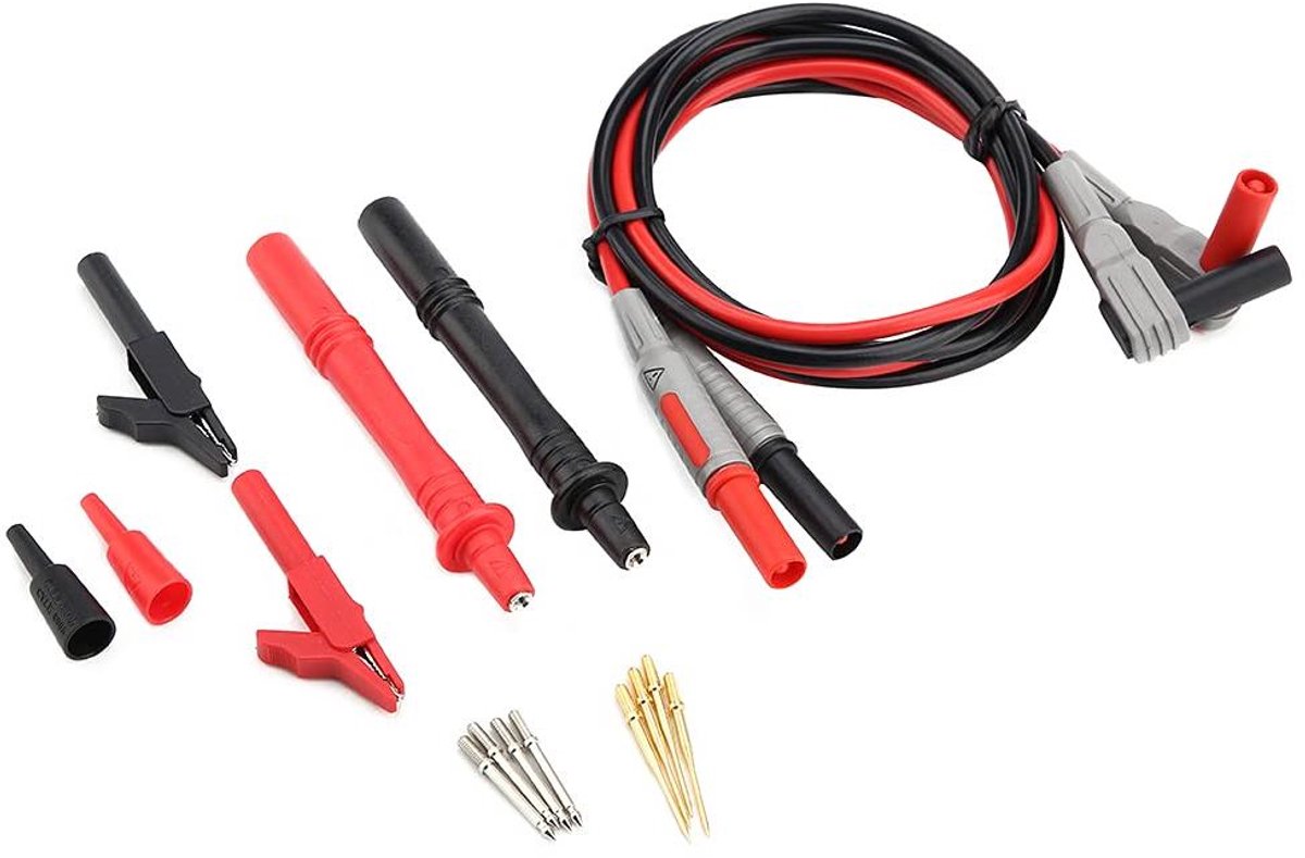 Multimeter Testkabels - Meetkabel Set - Nauwkeurig Meten - Vervangbare Tips - 1 Meter Lengte - Zwart Rood