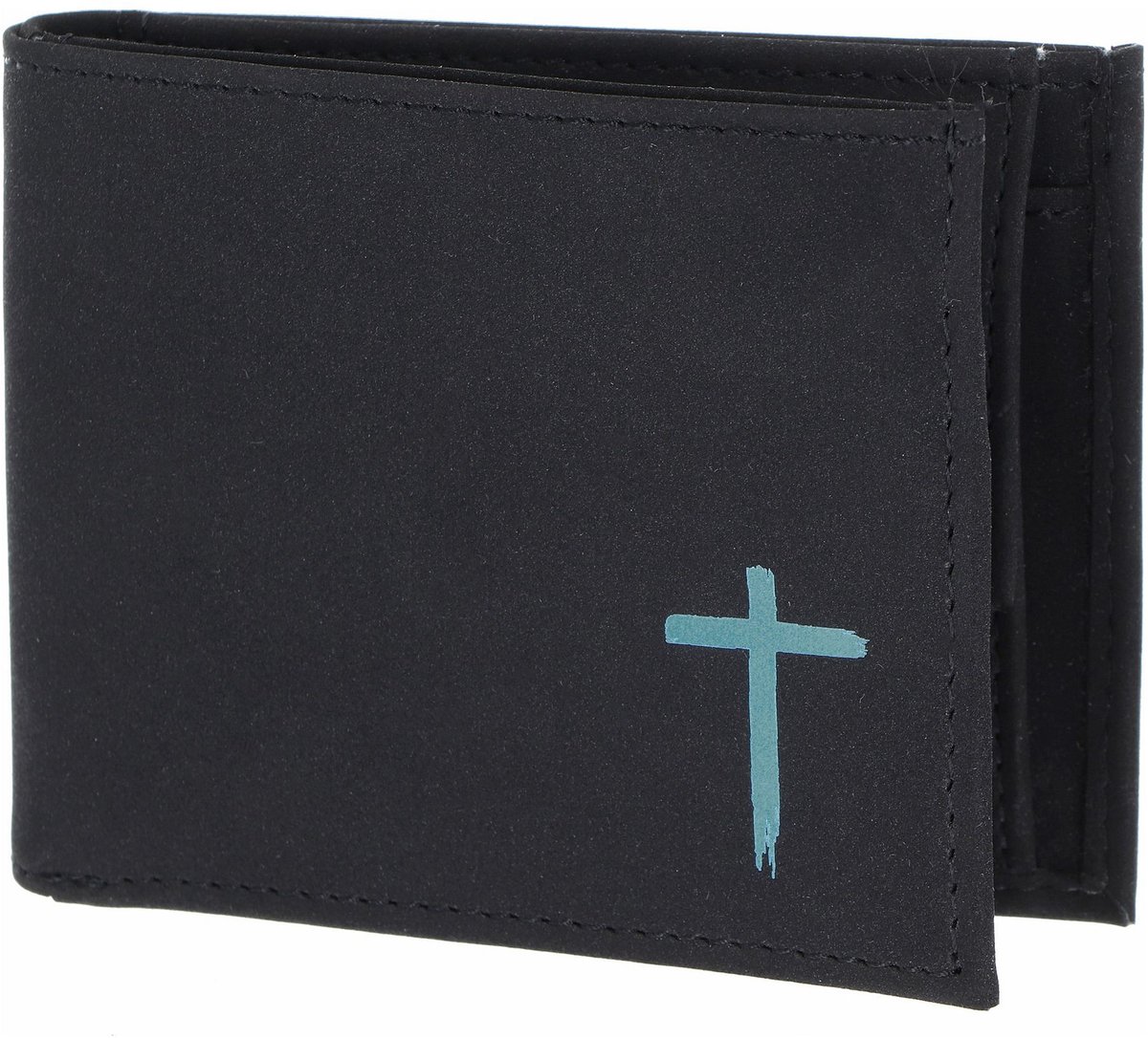 oxmox portemonnee New Cryptan RFID Protect Pocketbörse Freedom Cross Print Cyan Black zwart