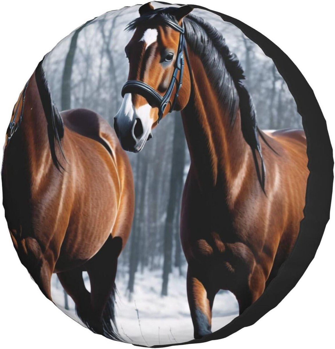Reserveband Cover Paarden In De Sneeuw Reservebanden Covers Stofdicht Wiel Bescherming Cover Universele Bescherming Voor Truck Rv Reizen Trailer 16 inch