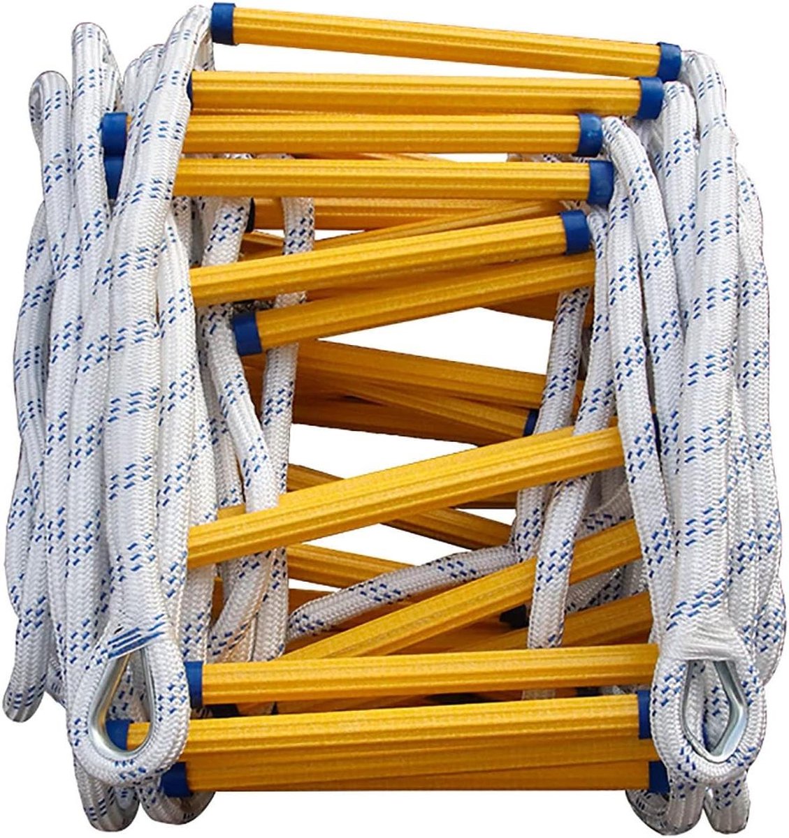 Touwladder Noodsituatie - Vluchtladder Veiligheid - Snelle Ontsnapping - Hoge Sterkte Haken - 12 Meter - Geel