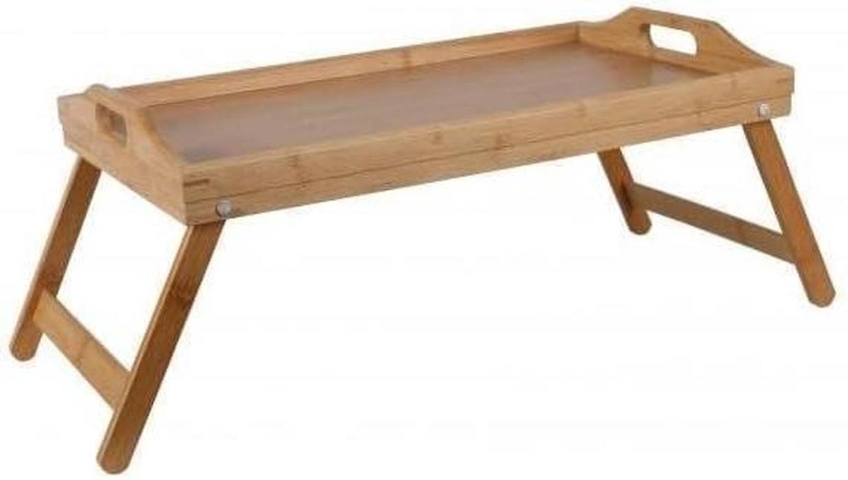 Dienblad met poten - Serveertafel - Ontbijt op bed - Duurzaam bamboe - 50 x 30 cm - Multicolor