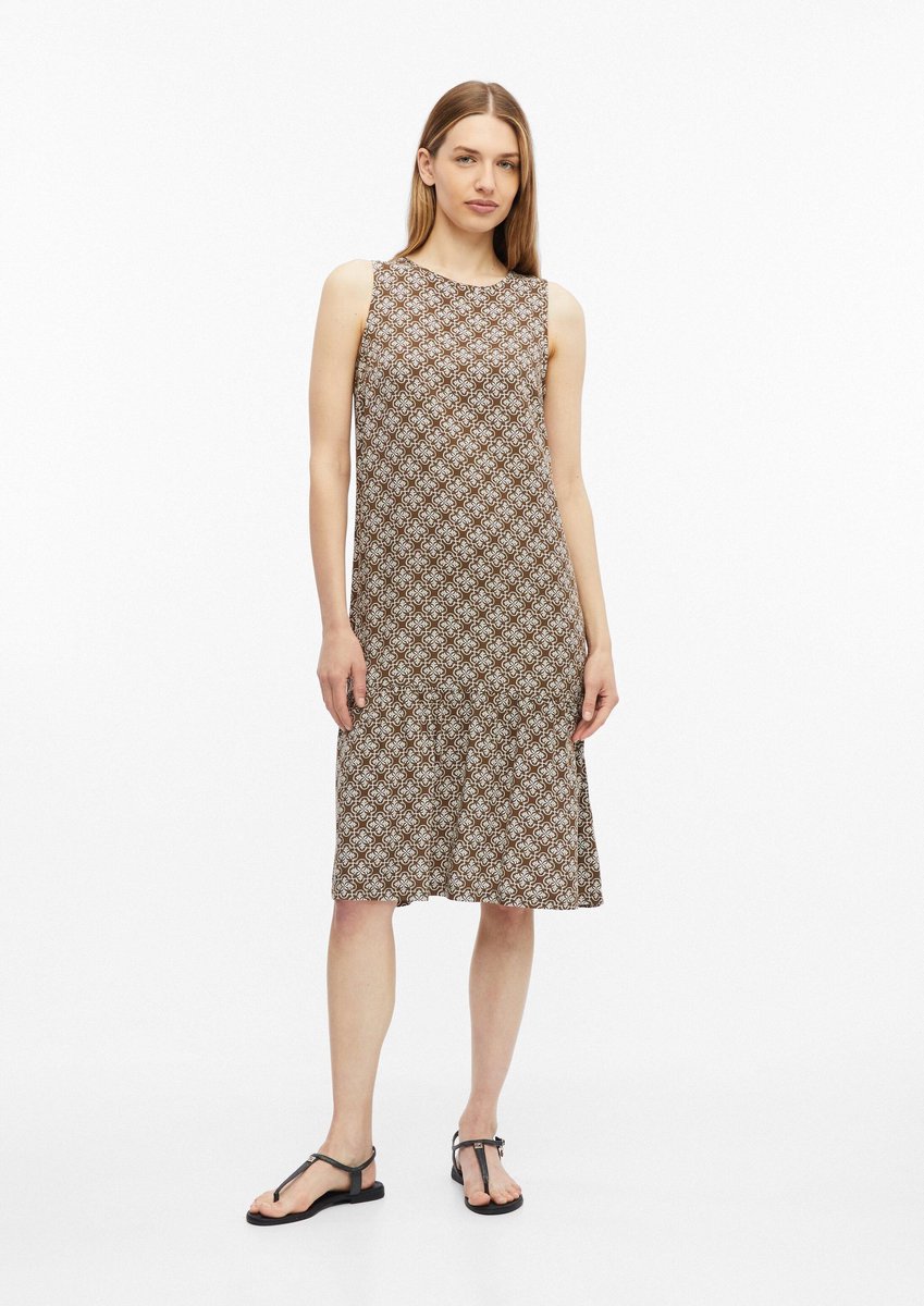 S.Oliver female - Gestreepte jurk van viscose bruin