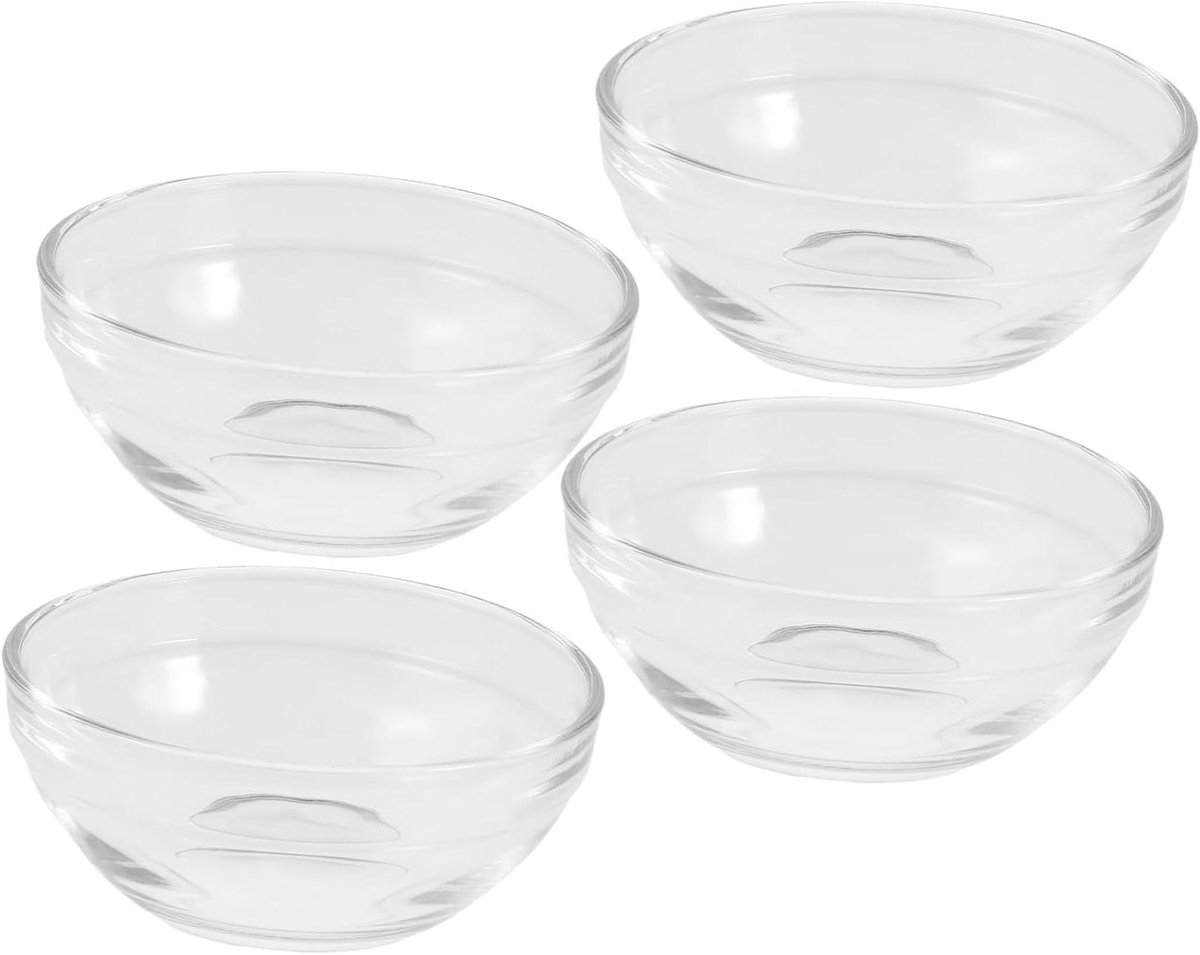 Mini Glazen Kom - Dipschaaltjes - Sauzen Serveren - Stapelbaar Ontwerp - 4 Stuks - Transparant