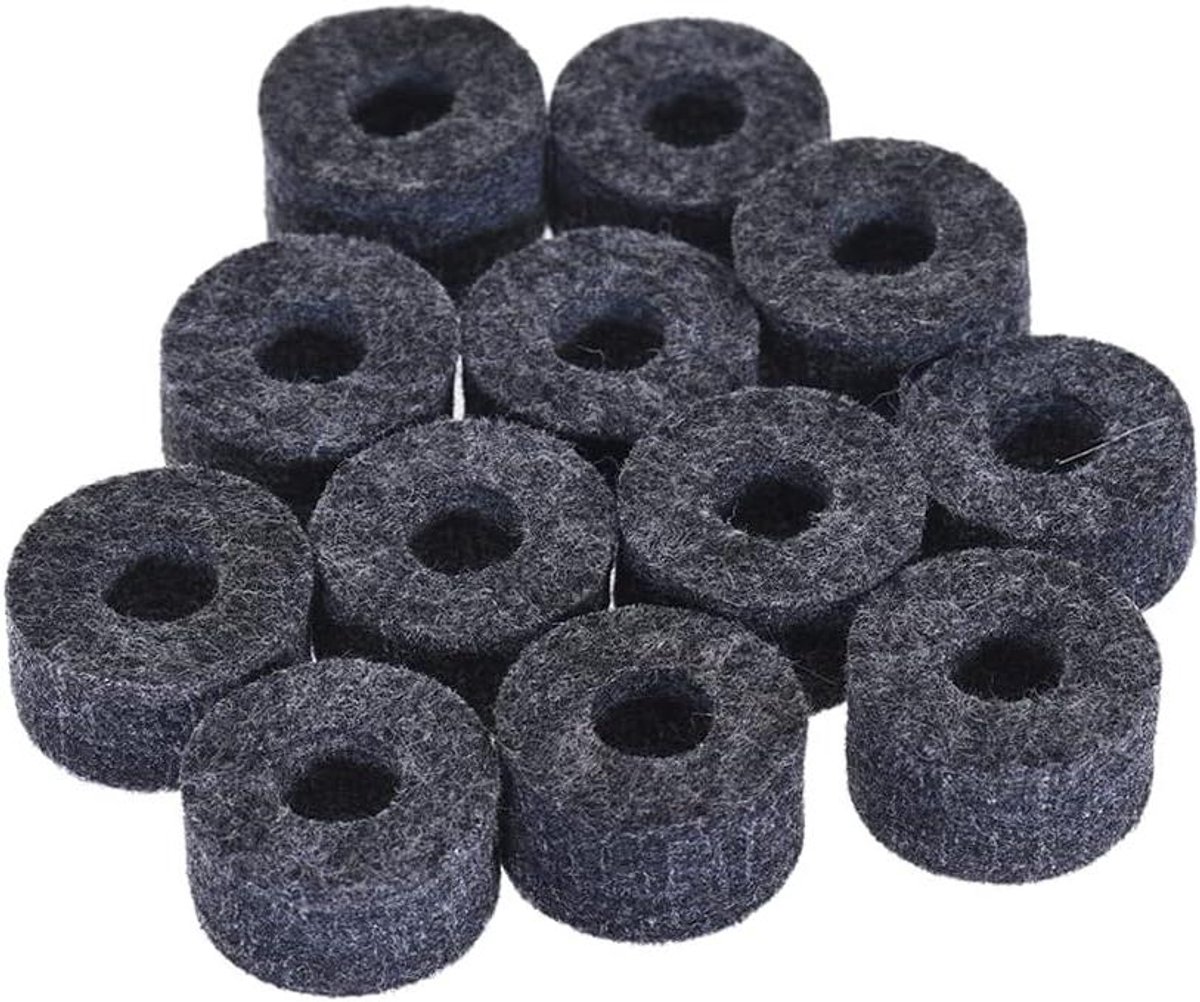 Felt Washer Set - Cymbal Beschermers - Drum Beschermen - Hoge Kwaliteit Vilt - 12 Stuks - Grijs