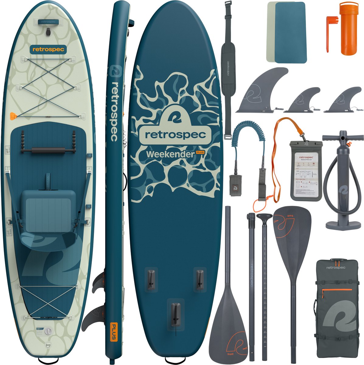 Retrospec Opblaasbaar Supboard Kayak Hybrid - 320 cm - Inclusief Zitje, Opbergtas en Accessoires - Stand Up Paddle Board / SUP - Blauw / Groen
