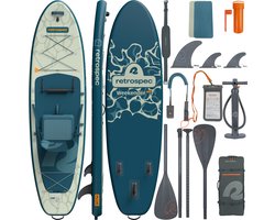 Retrospec Opblaasbaar Supboard Kayak Hybrid - 320 cm - Inclusief Zitje, Opbergtas en Accessoires - Stand Up Paddle Board / SUP - Blauw / Groen
