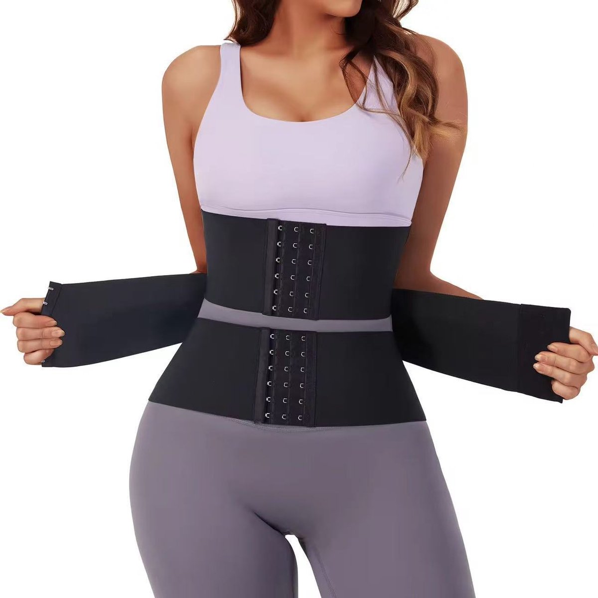 OUTARO Shapewear - Buikband - Figuurriem - Figuurcorrectie - Tailleriem - Sport- en fitness shapewear - Buikcorrectie - Kleding met haakjes - Samendrukkende band - Zwart