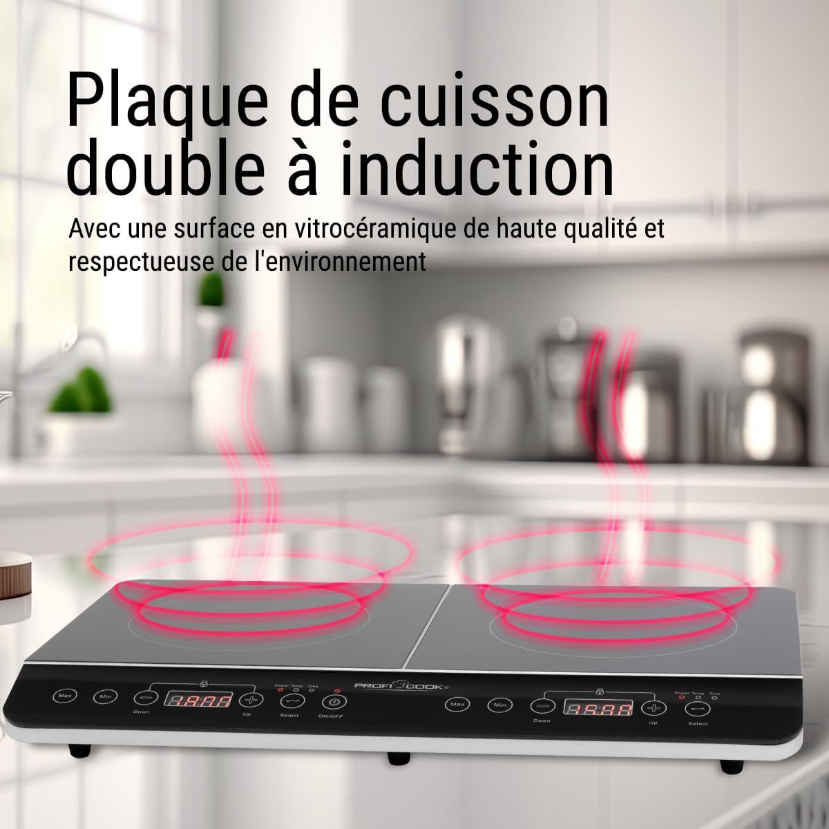 Inductiekookplaat Dubbel - Kookplaat Glas - Snel Koken - ECO-Save Technologie - 365 x 605 cm - Zwart