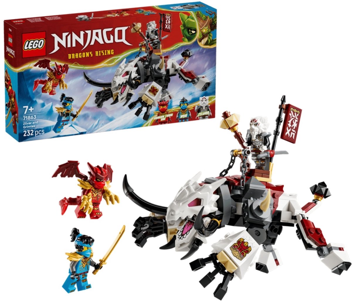 LEGO NINJAGO Zilvar en Grimtak het Drakenbeest Speelgoed Draak voor Kinderen 71863 — afbeelding 11