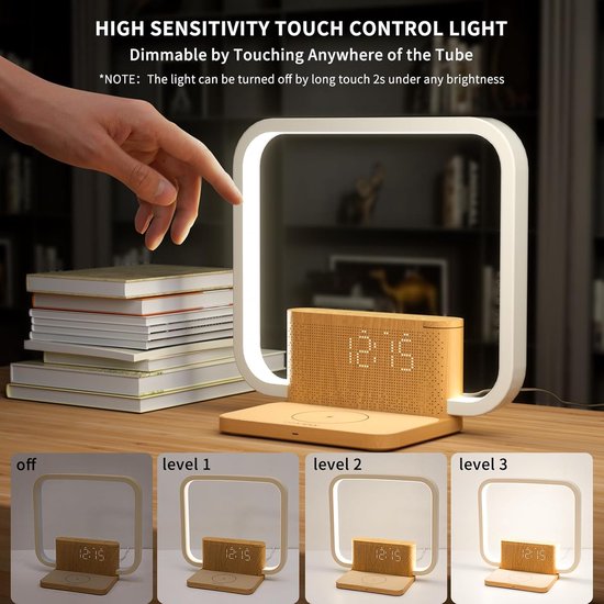 Licht Wekker Wake Up Light- Digitale Wekker met Lamp - Slaaphulp met USB Aansluiting - Helderheid — afbeelding 3