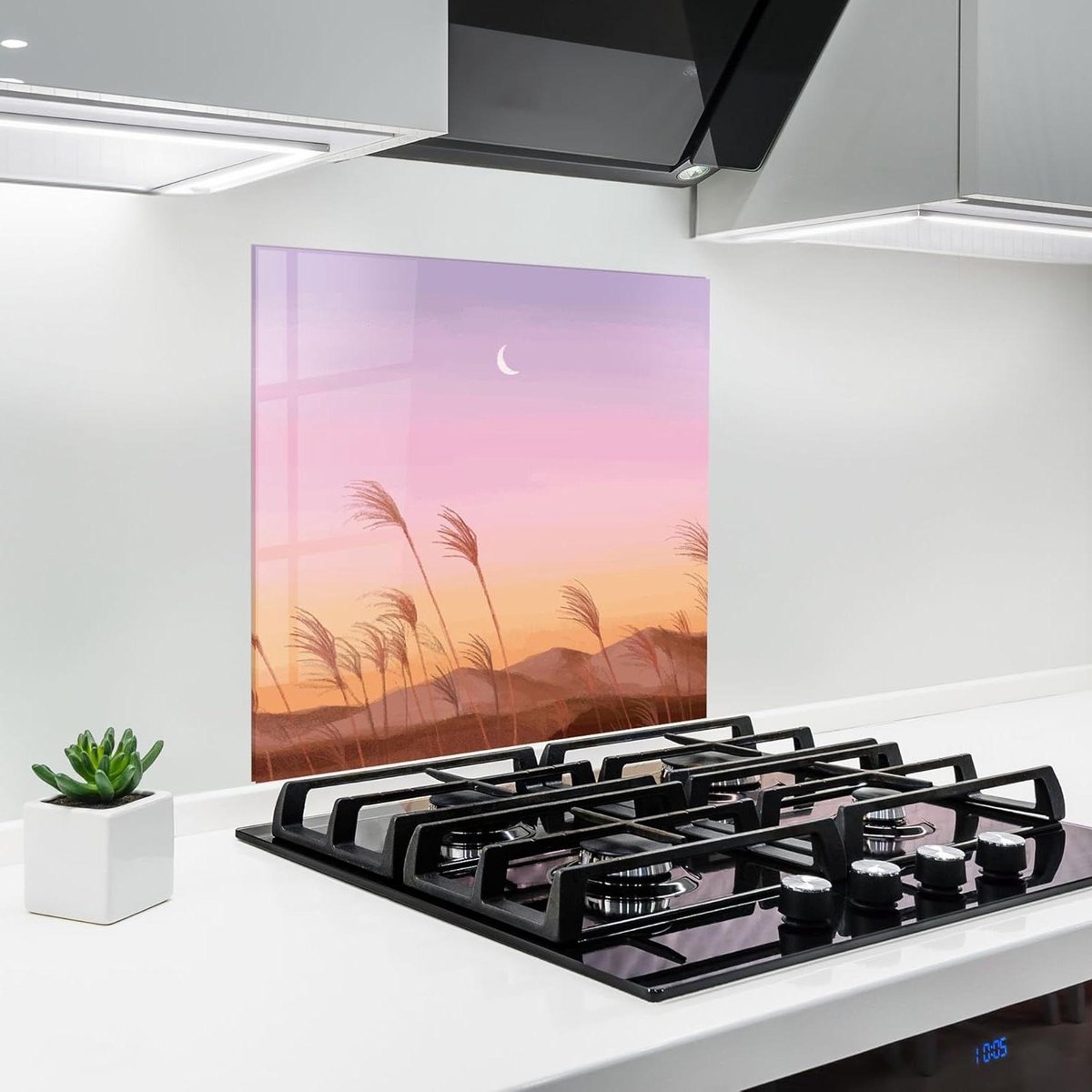 Glazen Achterwand - Spatbord Keuken - Koken Beschermen - 3D Print Effect - 60x60 cm - Small Moon