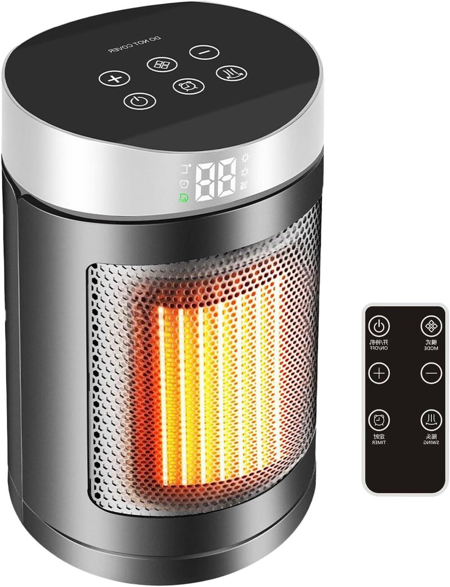 Ventilator en radiator - Mini verwarming - Comfort in huis - Zes modi - 15 x 25 cm - Wit