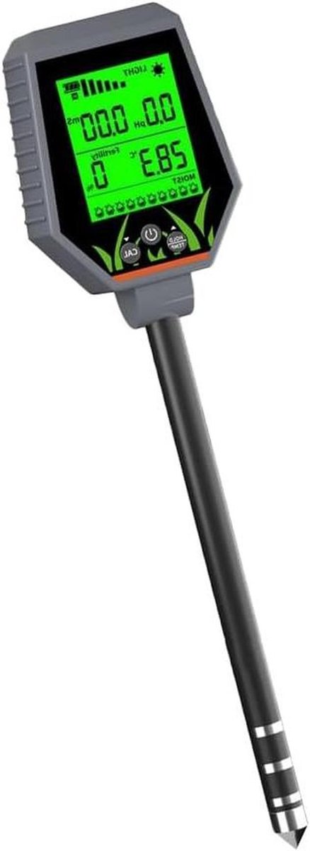 Bodemtester 6-in-1 - Meetinstrument Tuin - Plantenverzorging Optimaliseren - Dikke Elektrode 20CM - 33x9x4.2cm - Grijs
