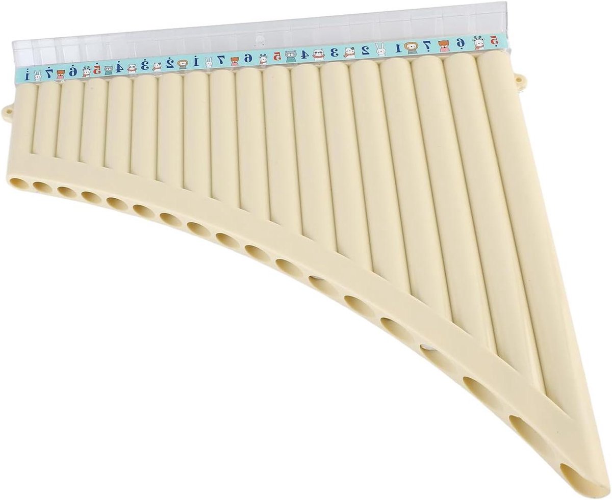 Panfluit - Blaasinstrument - Muziek Maken - 18 Pijpen Gestemd - 26 cm - Gebroken Wit
