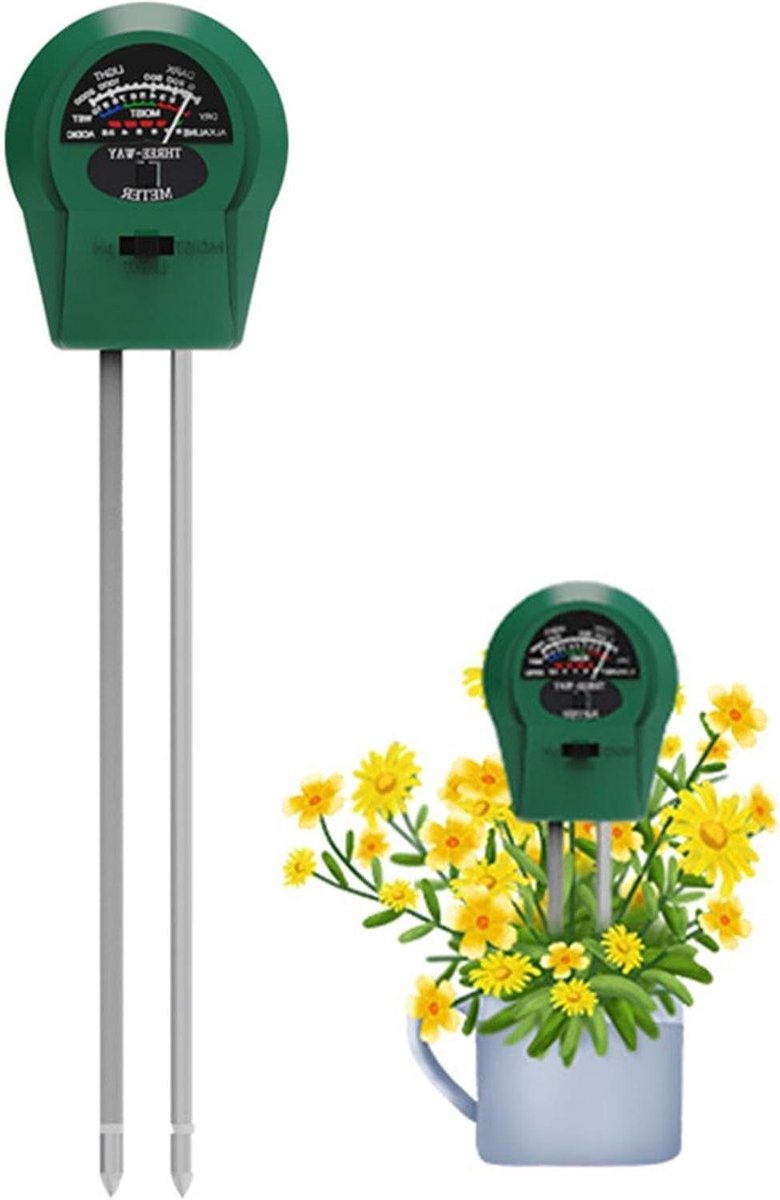 Bodemtester - Vochtmeter Planten - Planten Verzorgen - 3-in-1 Meting - 18 cm Probe - Zwart