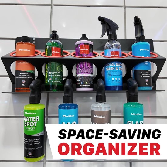 Sproeier Houder - Flessen Organizer - Auto Poetsen - Extra Ophanggaten - 34oz Capaciteit - Zwart — afbeelding 2