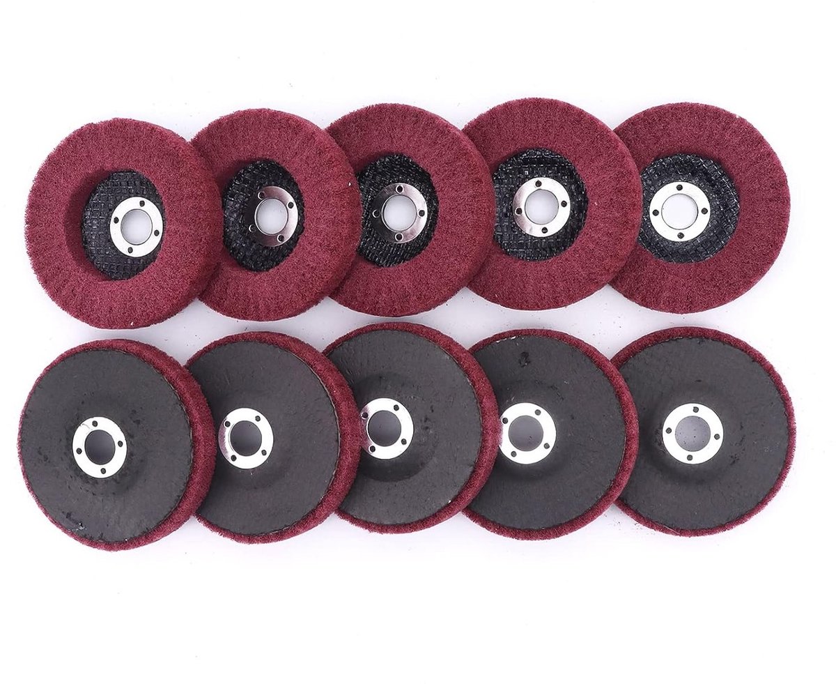 Polijstschijven - Schuurschijven Vezel - Metaal Bewerken - Goede Warmteafvoer - 100 mm 10 Stuks - Rood