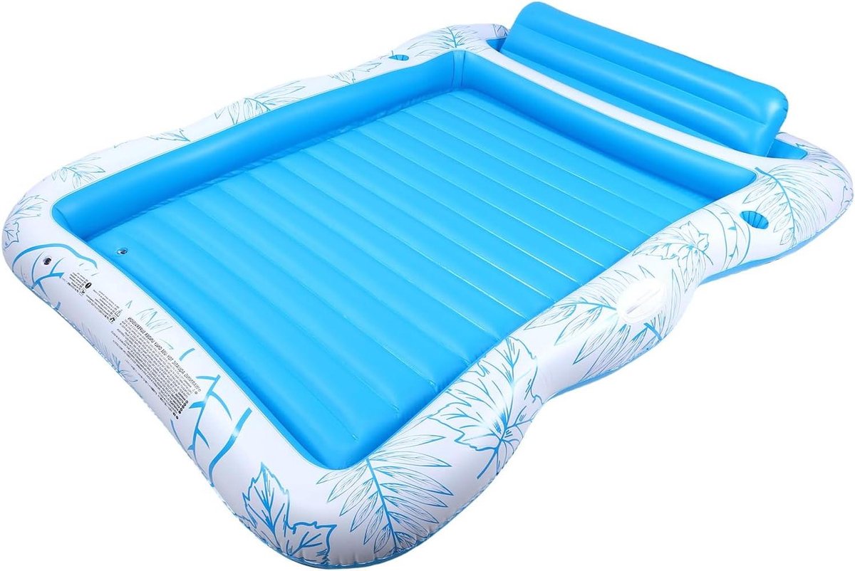 Opblaasbare Lounger - Drijvend Bed - Ontspannen Zonnebaden - Ingebouwd Kussen - 200 x 130 cm - Bruin