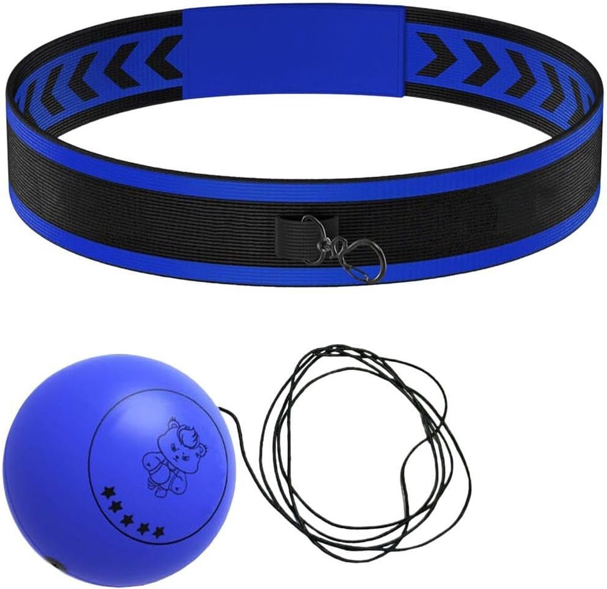 Boks Reflexbal - Reactiebal Hoofdband - Hand-Oogcoördinatie Trainen - Voor Alle Leeftijden - Verstelbare Hoofdband - Blauw