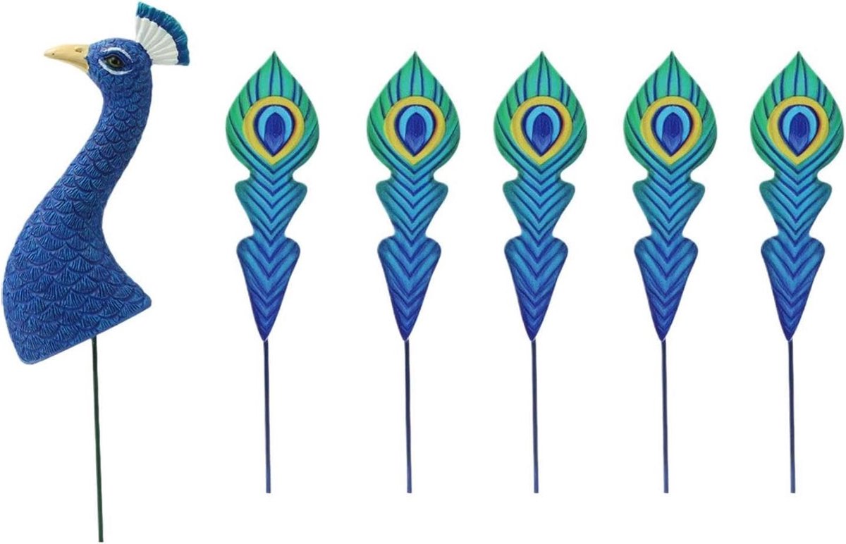 Tuinstaken Dier - Gazon Decoratie - Tuin Verfraaien - Levensgetrouw Ontwerp - 8x95x8 cm - Blauw Groen Goud