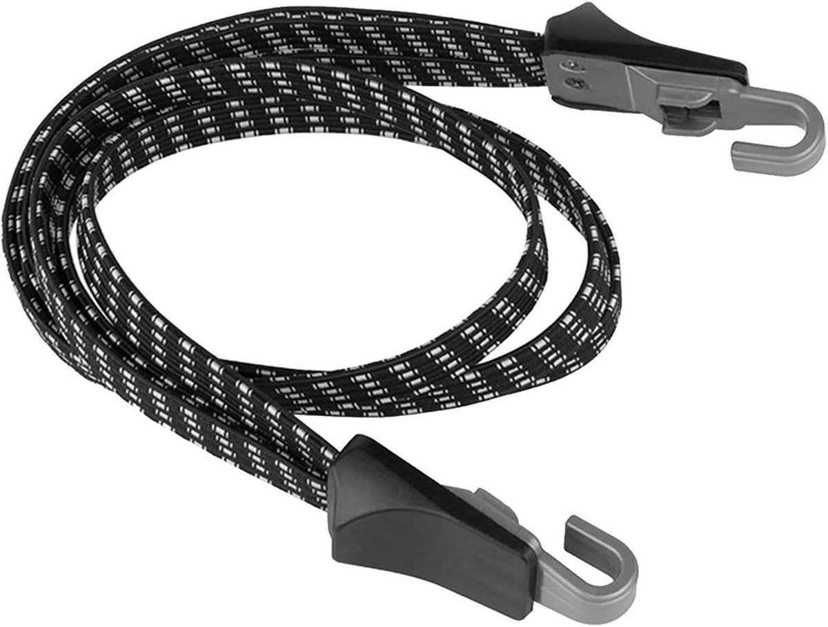 Elastische bagageriem - Spanbanden fiets - Bagage vastzetten - Dubbele haak - 70 cm - Zwart