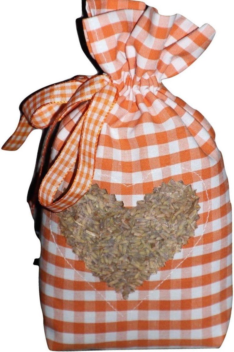 Lavendel Pouch - Geurzakje Bloem - Kleding Beschermen - Handgenaaid Design - 19 cm Hoog - Wit/Oranje