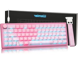 Womier 60% Keyboard QMK/VIA, Pink Gaming Mechanical Keyboard Creamy, Hot Swappable Gasket Mount RGB Wired Jade Keyboard and Jelly-Translucent Keycaps (VK66 PRO- Jelly)
