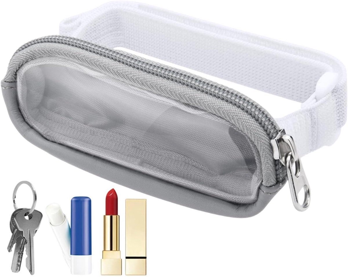 Lippenbalsemhouder Auto - Cosmetica Organizer - Auto Interieur - Verstelbare Bevestiging - 10.5 cm Lengte - Grijs