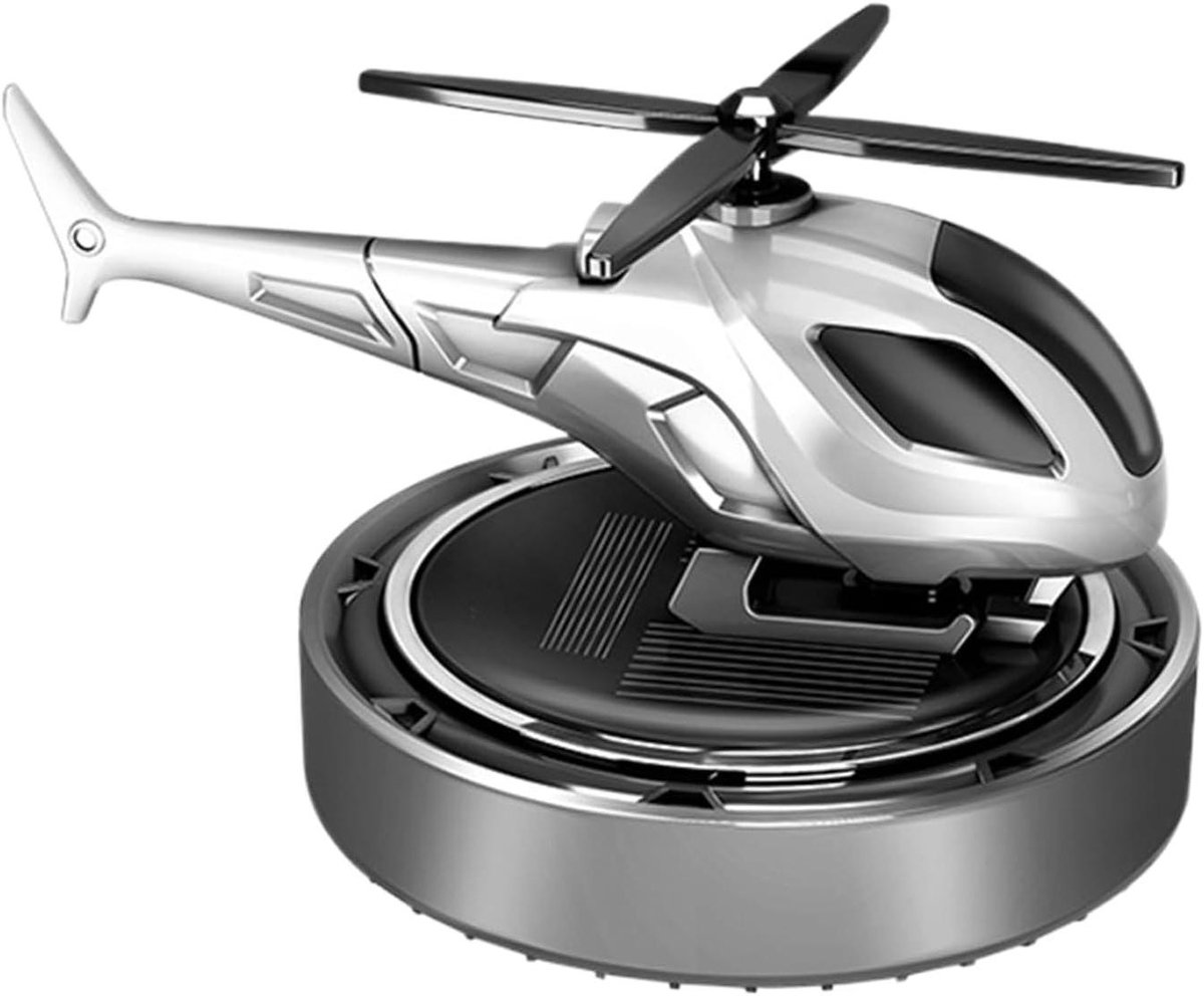 Helicopter Luchtverfrisser - Auto Aromatherapie - Frisse Lucht - Zonne-energie Aangedreven - 10x8x7cm - Zilver