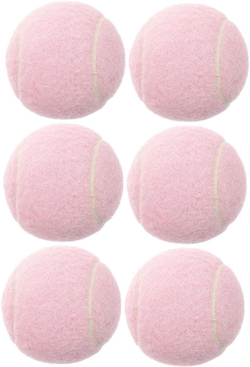 Tennisballen Set - Oefenballen Beginners - Tennistraining Spel - Elastisch Rubber - 6 Stuks - Roze