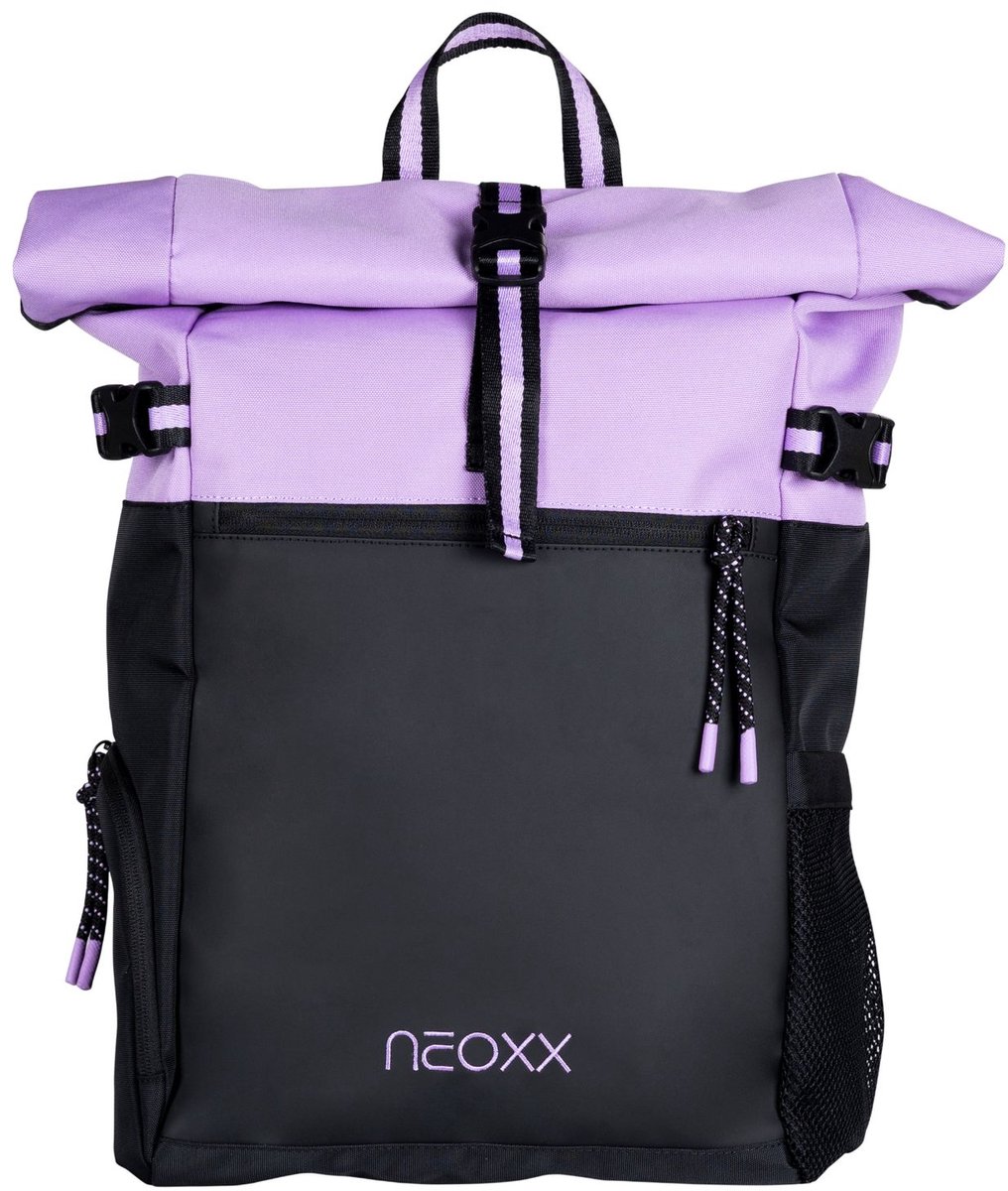 neoxx vrijetijdsrugzak rugzak met laptopvak Iconic Rolltop Backpack 19L Bloomy Lilac zwart paars