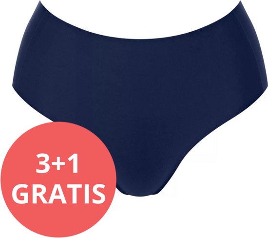 Culotte taille haute bleu marine sans couture avec un cercle rouge "3+1 GRATUIT".