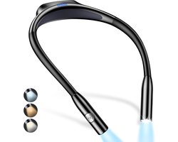 Gritin Nek Boeklamp, Oplaadbaar Leeslamp voor Lezen in Bed 's Nachts - Oogbescherming 3 Kleur, Traploze Dimhelderheid, 80+ uur Looptijd, Comfortabel en Lichtgewicht voor Lezers, Handwerk en Breien