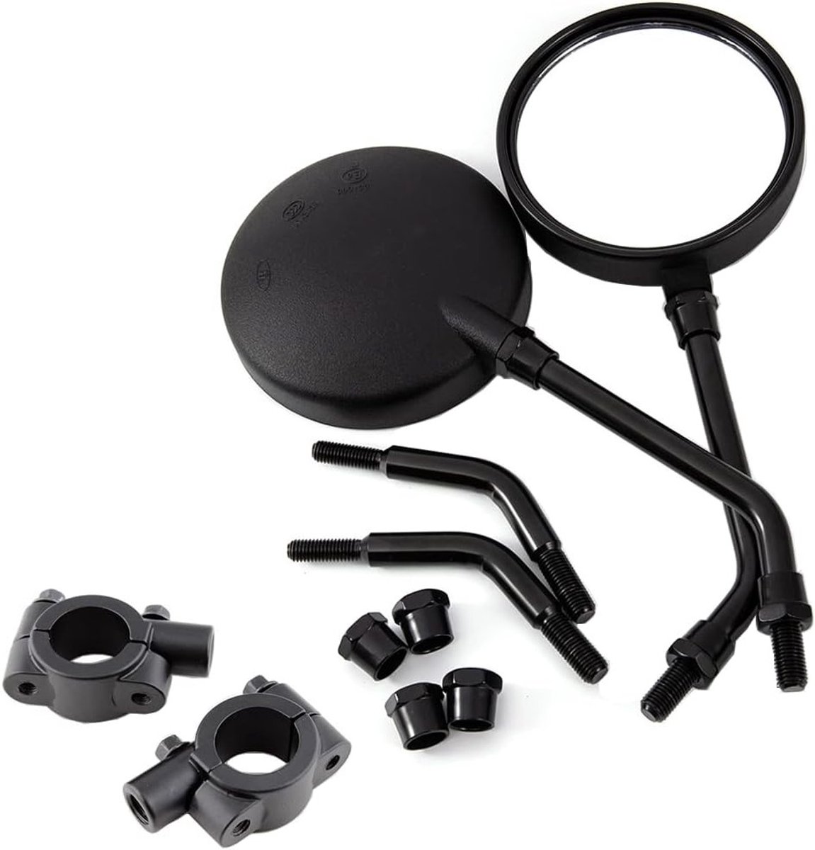 Ronde motorfiets spiegel 3.85 inch geschikt voor stuur, met 10 mm en 22 mm schroeven, ideaal voor motoren en scooters