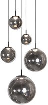 Zwarte Hanglamp Bollique 4196ZW - Stijlvolle Vide Lamp 60 cm van Glas en Metaal, Hoogteinstelbaar, Steinhauer