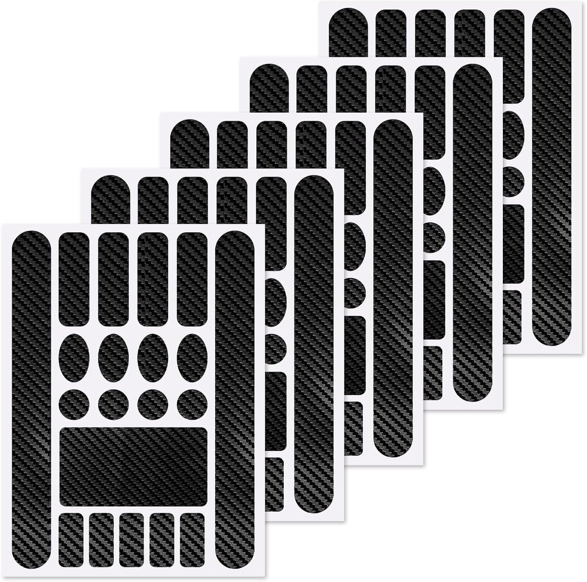 Set van 5 Fiets Kettingsteun Stickers - Frame Bescherming Film voor MTB en BMX - Zwart Carbon PVC Bescherming