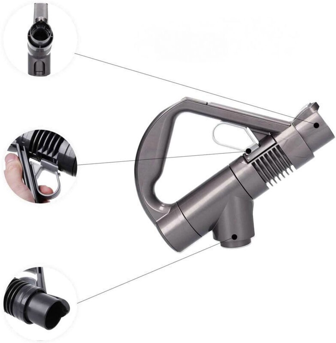 Geschikt voor Dyson DC19/23 en andere grijze/titanium handgrepen