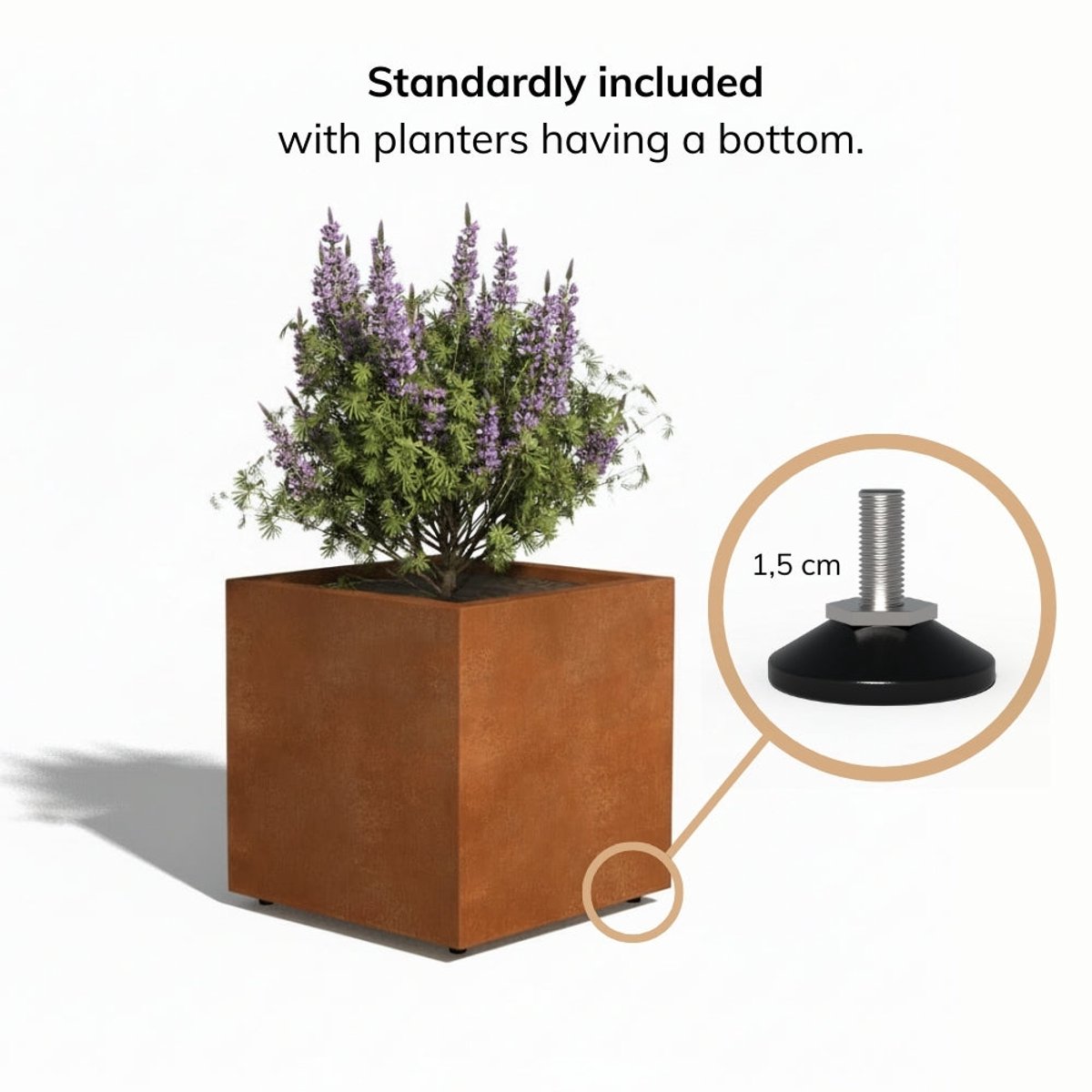 Cortenstaal Plantenbak Vierkant | Gelast | 100 x 100 x 60 | Zonder bodem