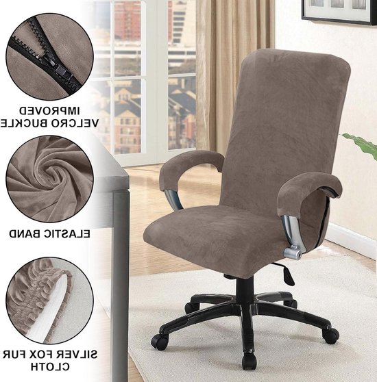 Zachte Bureauhoes met Armsteun en Hoofdgesteunde Gaming Stoelbekleding - Elastische Grijze en Beige Covers voor Comfort en Bescherming — afbeelding 2