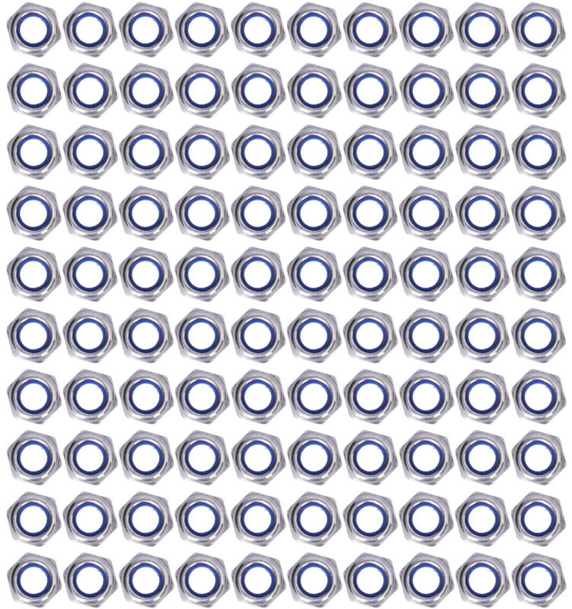 Bevestigingsset van roestvrij staal, 100 stuks, nylon borgmoer, borgmoer, M8 onderhoudsset