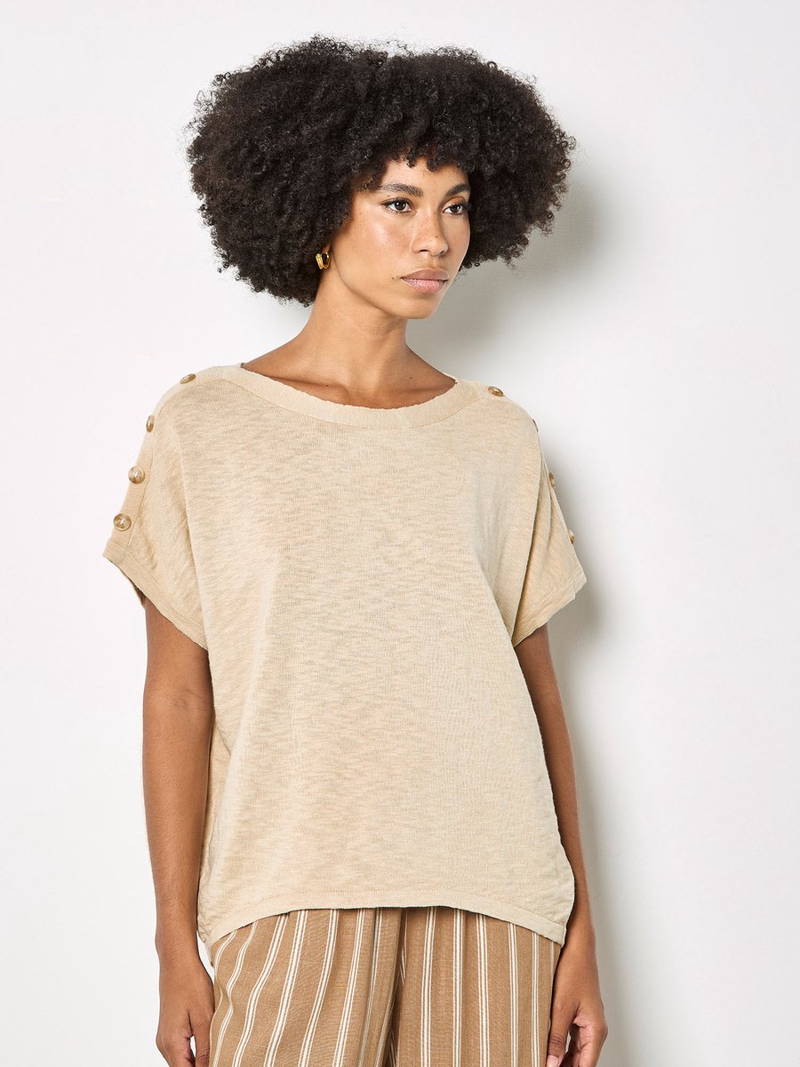 T-shirt met knoopdetails