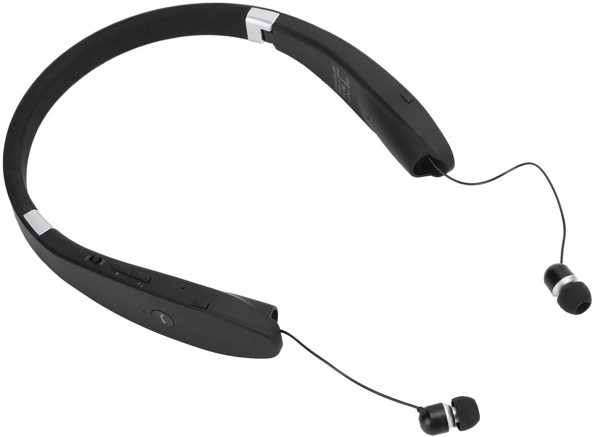 OmGoods - Dailygoody - Bluetooth 5.0-koptelefoon - Opvouwbare Nekband-headset - Ruisonderdrukkende Draadloze Stereo - Zwart - Geschikt voor Sport en Training -