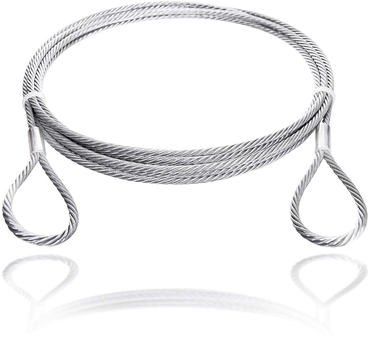 Staalkabel met oogjes - Luskabel Staaldraadkabel - Lasten Zekeren en Hefen - DIN-Conform Geperst - 50 m - Zilver