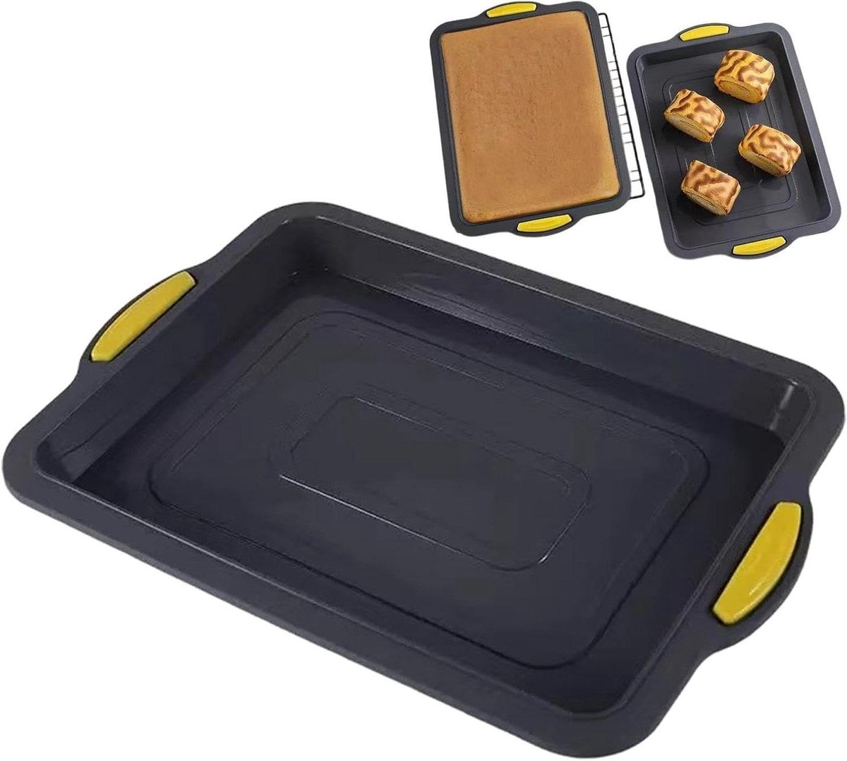 Kwart Ovenplaat - Bakvorm Siliconen - Bakken en Braden - Verstevigd Frame - 34x24 cm - Grijs