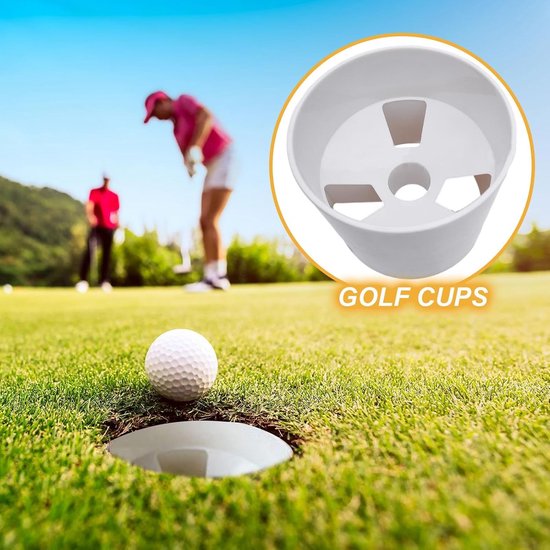 Oefenbeker Golf - Putting Cup - Golfvaardigheden Verbeteren - 3-Gats Ontwerp - 10x10.8x10.8cm - Roomwit — afbeelding 3
