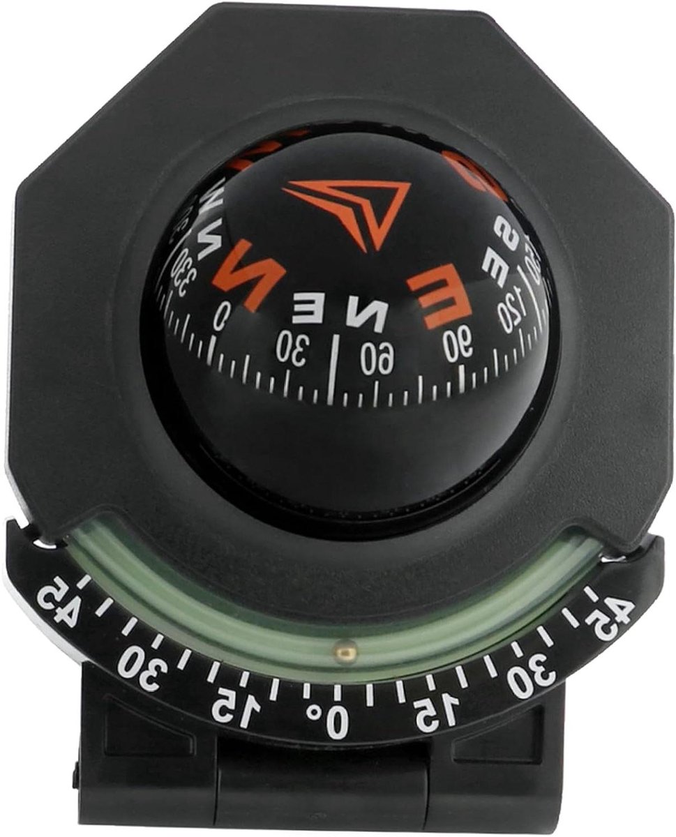 Auto Kompas - Dashboard Navigatie - Veilig Onderweg - Met Hellingsmeter - 10x10 cm - Zwart